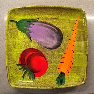 VTG Crate&Barrel 12.5" Ceramic Serving Plate in Vegetable Design (Made in Italy)